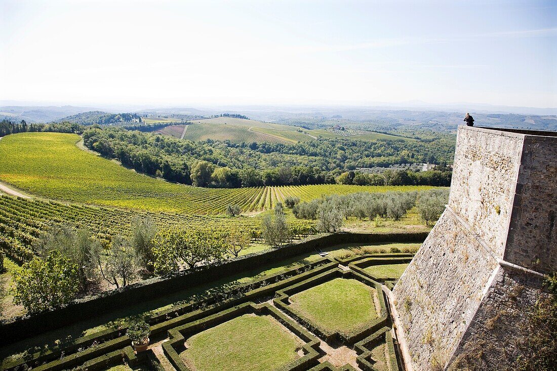 europe, italy, tuscany, chianti, view from the brolio castle