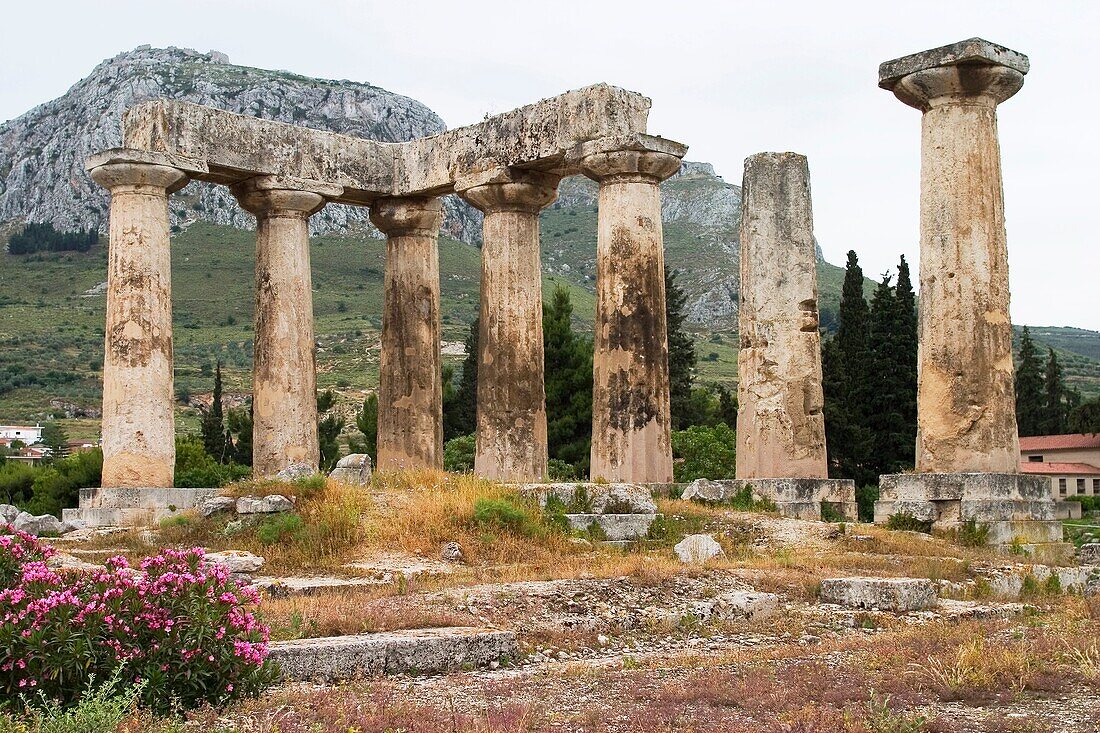 Europe, Greece, Peloponnese, ancient Korinthos, Temple of Apollo