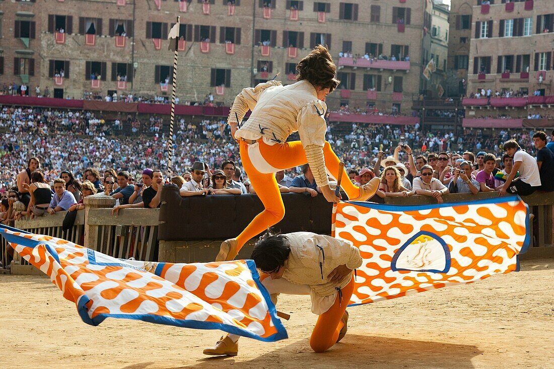 contrada of the unicorn, historical parade, palio of siena, siena, tuscany, italy, europe contrada del leocorno, corteo storico, palio di siena, siena, toscana, italia, europa