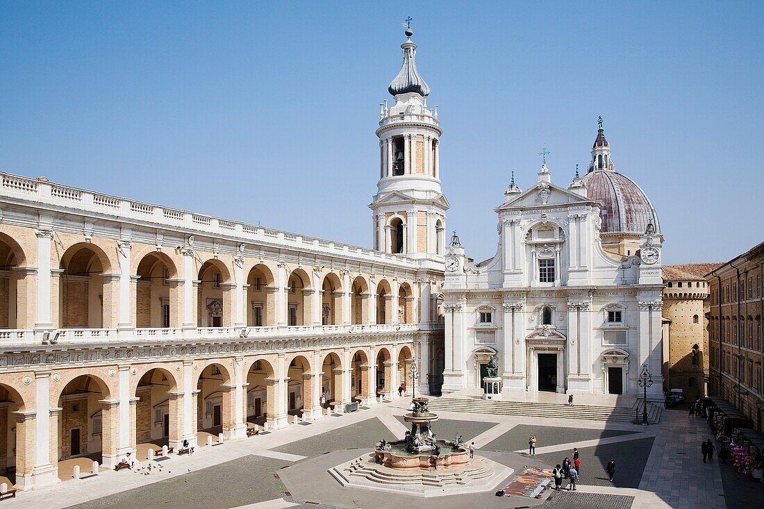 europe, italy, marche, loreto, square of the madonna, the apostolic palace and the sanctuary of the holy house