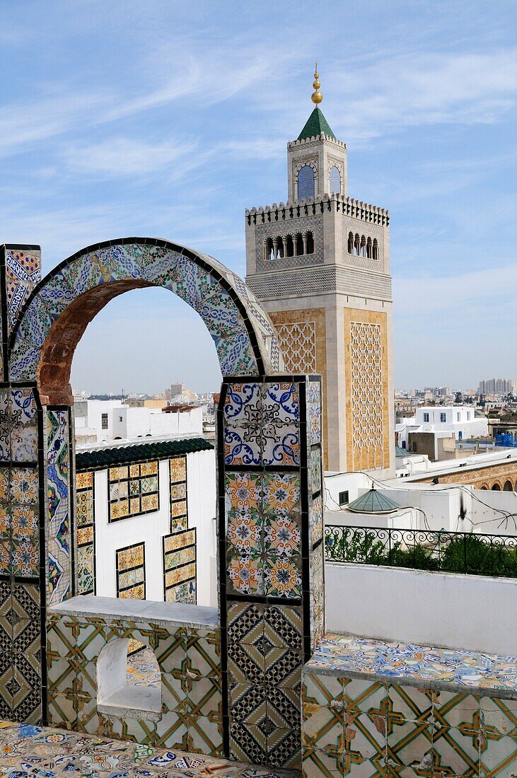 Minaret of the Great Mosque, Tunis, Tunisia, North Africa