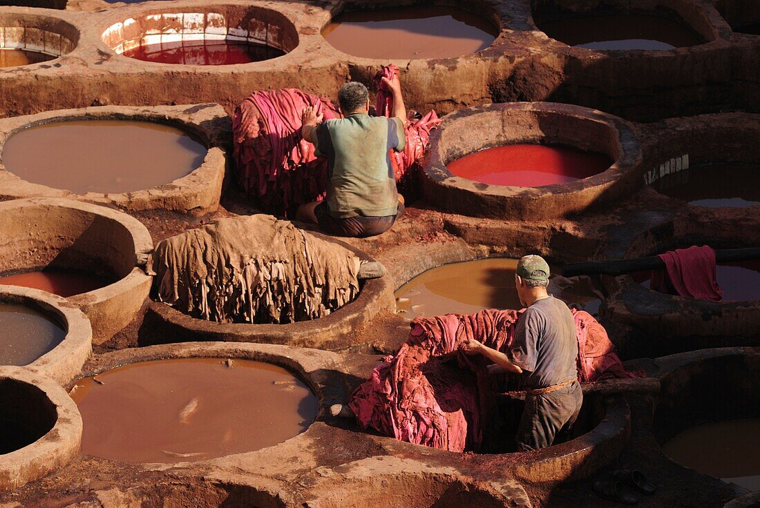 Workers at the Chouwara Tannery, Fez, Morocco, North Africa