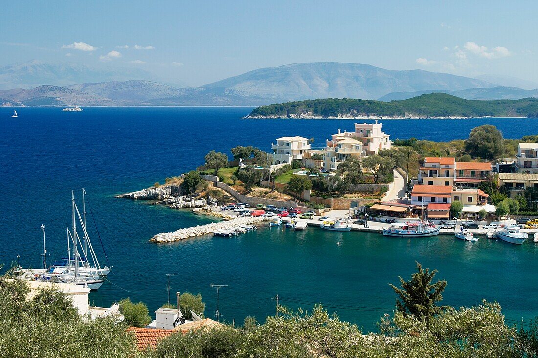 Harbour and town of Kassiopi Corfu island, Greece