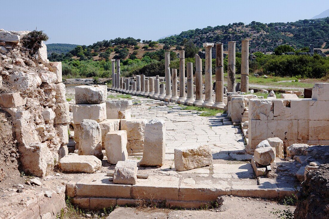 Ruins of Southern Gate and main avenue of Patara, an ancient Lycian city in South West of modern Turkey
