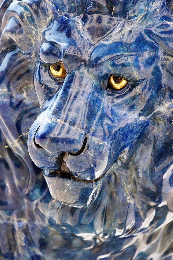 Close-up of a lion figure near Karlsplatz square Munich, Bavaria, Germany