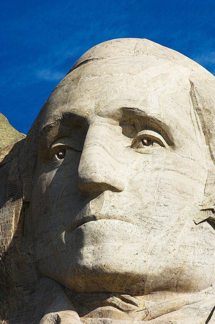 Close up view of George Washington at Mount Rushmore National Memorial