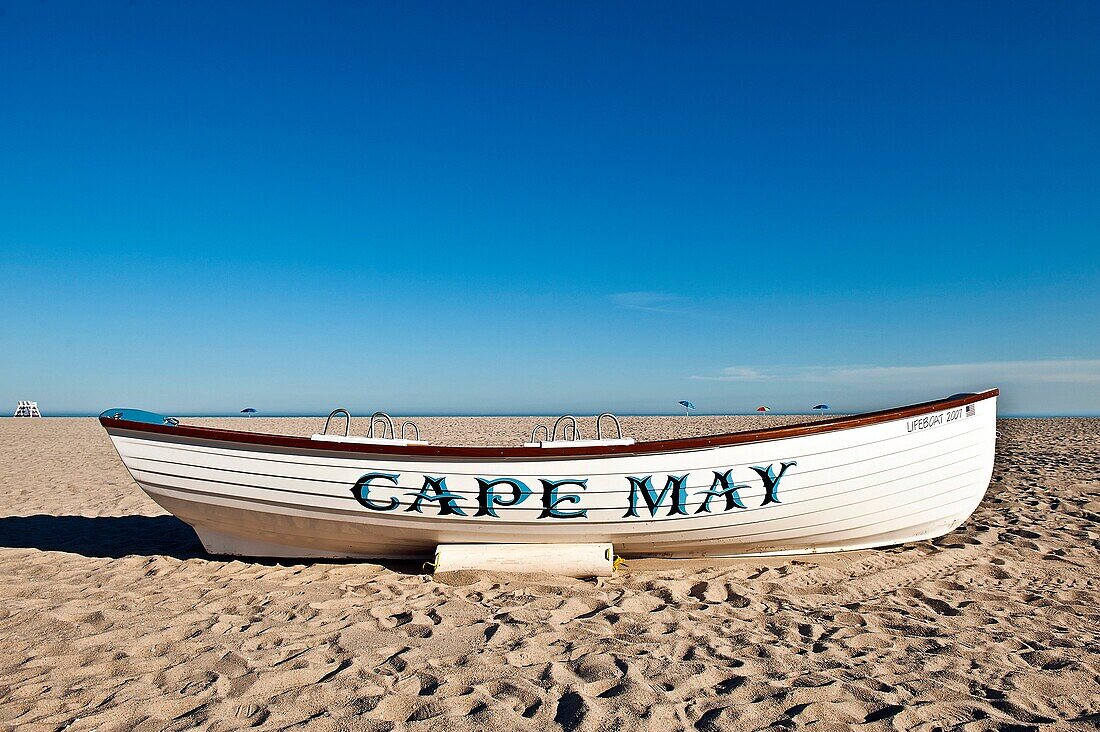 Lifeguard rescue boat, Cape May, NJ, New Jersey, USA