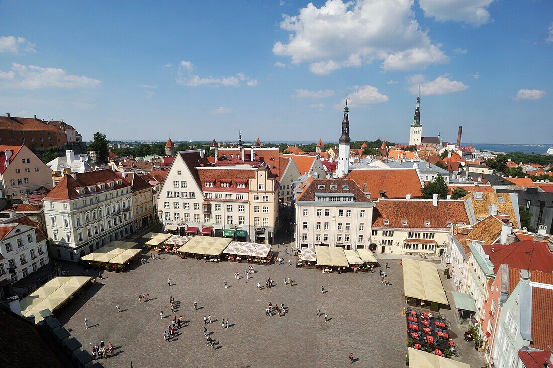 Rathausplatz vom Glockenturm aus gesehen, Tallinn, estland, nordeuropa