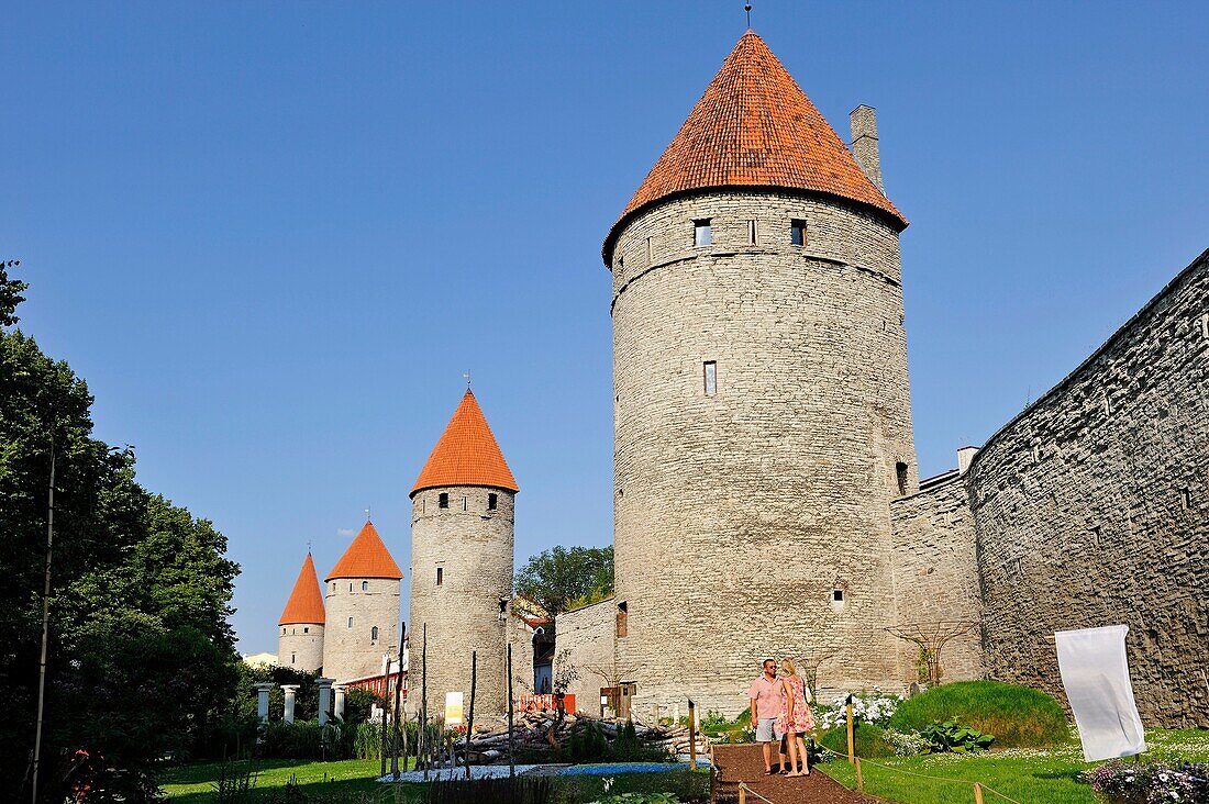 gardens at the bottom of the towers of fortifications, Tallinn, estonia, northern europe