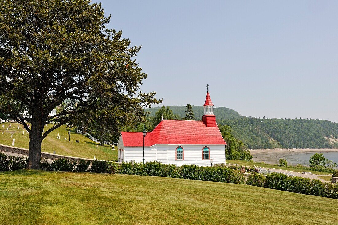 Capel of Tadoussac by Saint Lawrence river, Cote-Nord region, Province of Quebec, Canada, North America