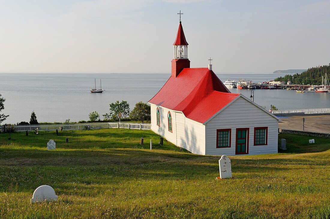 Capel of Tadoussac by Saint Lawrence river, Cote-Nord region, Province of Quebec, Canada, North America