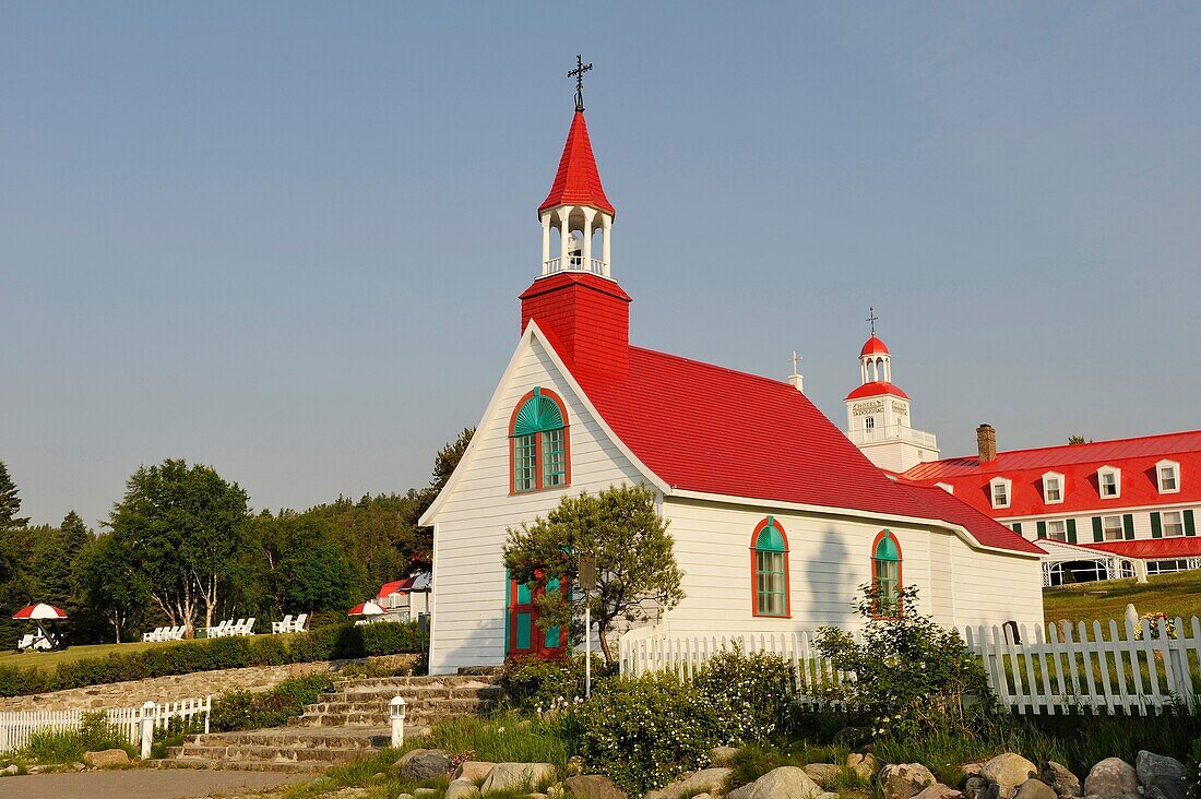 Capel of Tadoussac by Saint Lawrence river, Cote-Nord region, Province of Quebec, Canada, North America