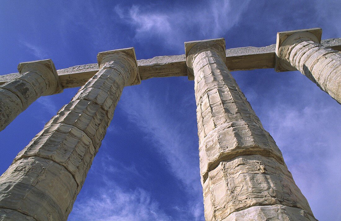 Classical doric art Temple of Poseidon Athens Greece