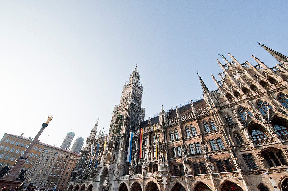 Das neue Rathaus am Marienplatz, Architekt Georg von Hauberrisser, Marienplatz, München, Oberbayern, Bayern, Deutschland