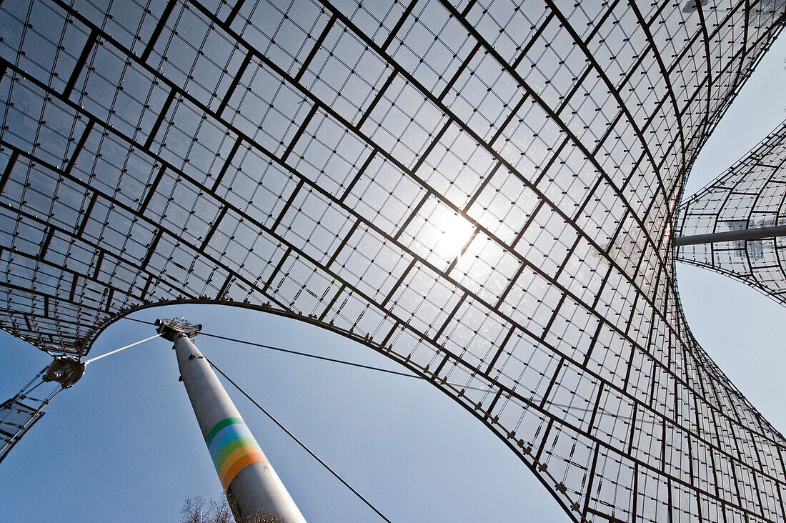 Zeltdach im Olympiapark, München, Oberbayern, Bayern, Deutschland