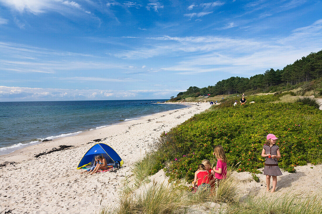 Children on Baltic Sea beach, Hasle, Bornholm, Denmark