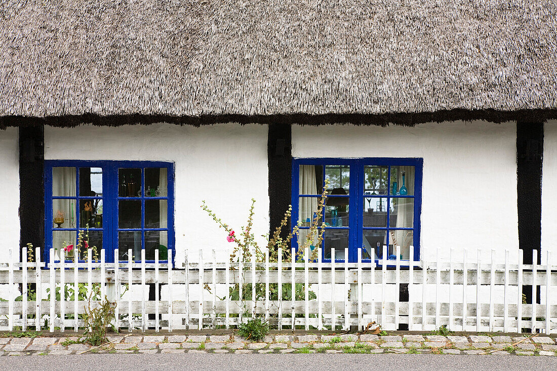 Thatched house in Bolshavn, Bornholm, Denmark, Europe