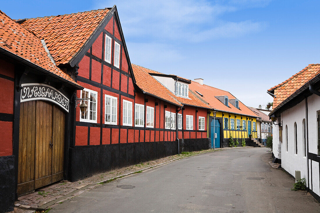 Fachwerkhäuser in Allinge, Bornholm, Dänemark, Europa