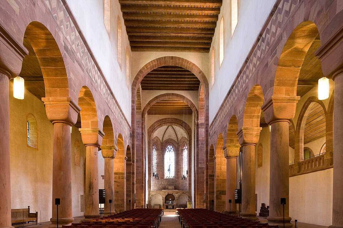 Interior view of abbey church, Alpirsbach abbey, former Benedictine monastery, Alpirsbach, Baden-Württemberg, Germany, Europe