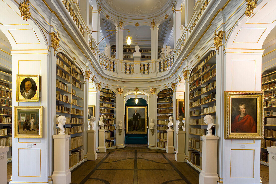 The historic Rococo room of the Duchess Anna Amalia Library, Weimar, Thuringia, Germany, Europe