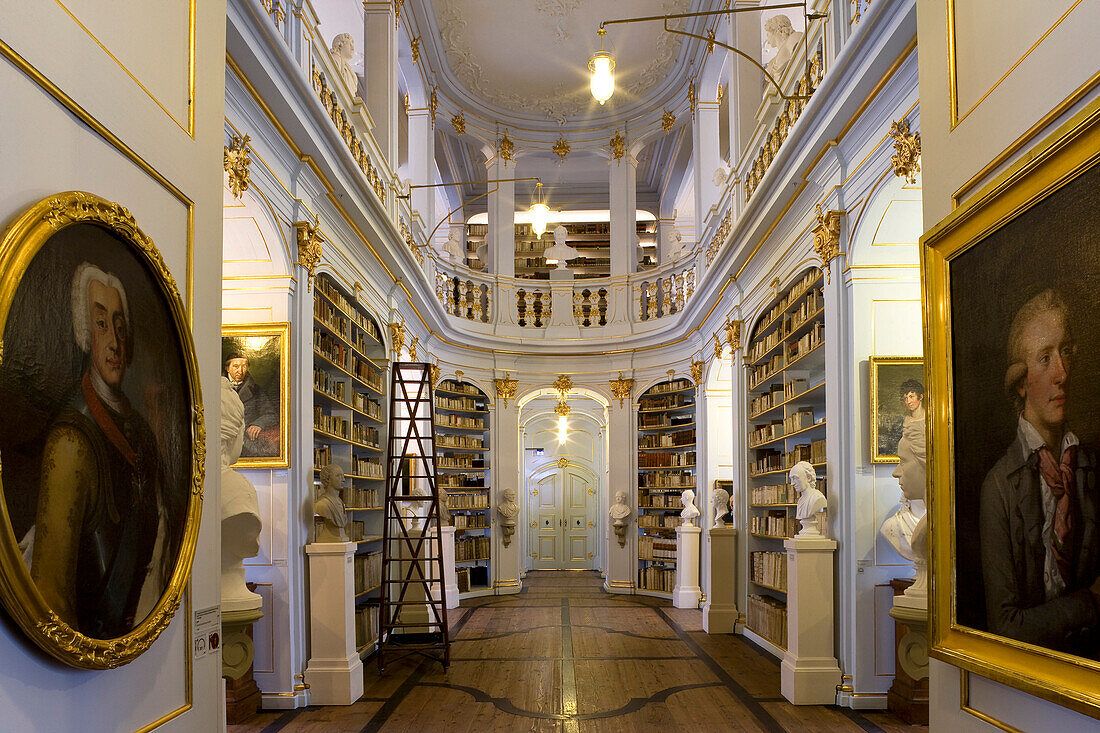 The historic Rococo room of the Duchess Anna Amalia Library, Weimar, Thuringia, Germany, Europe