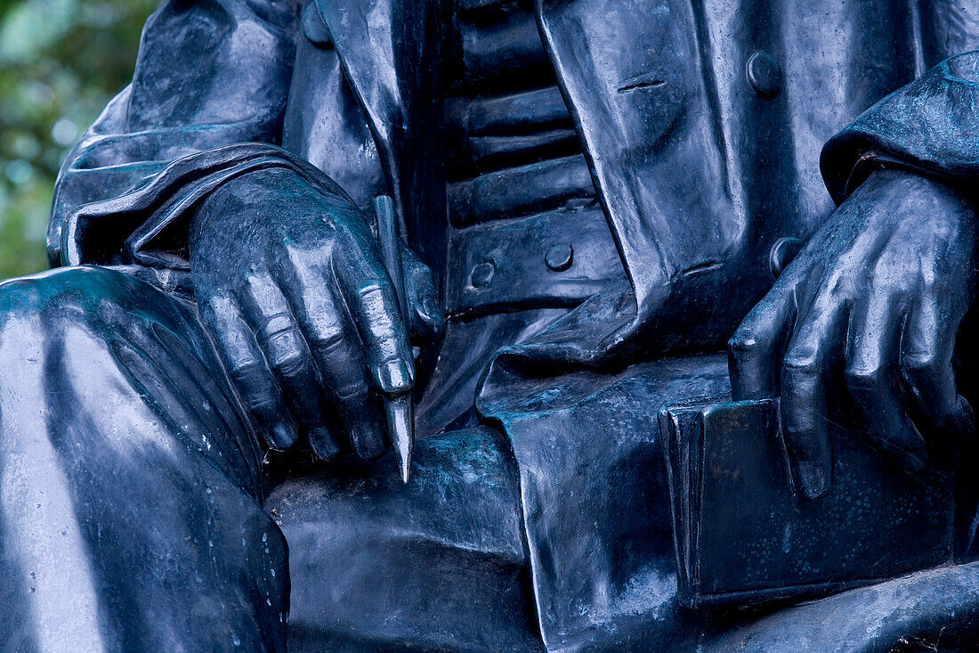 Detail of Theodor Fontane memorial, Neuruppin, Brandenburg, Germany, Europe