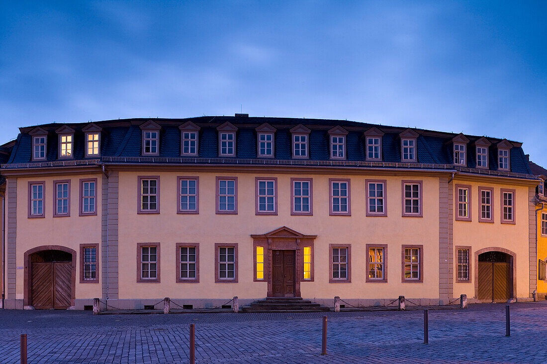 Goethehaus at Frauenplan in the evening, Weimar, Thuringia, Germany, Europe