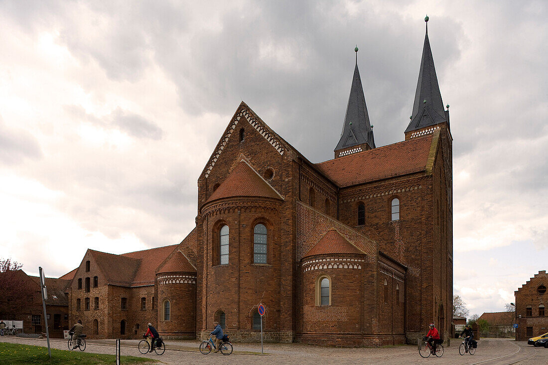 Jerichow monastery in the Altmark under clouded sky, Jerichow, Saxony Anhalt, Germany, Europe