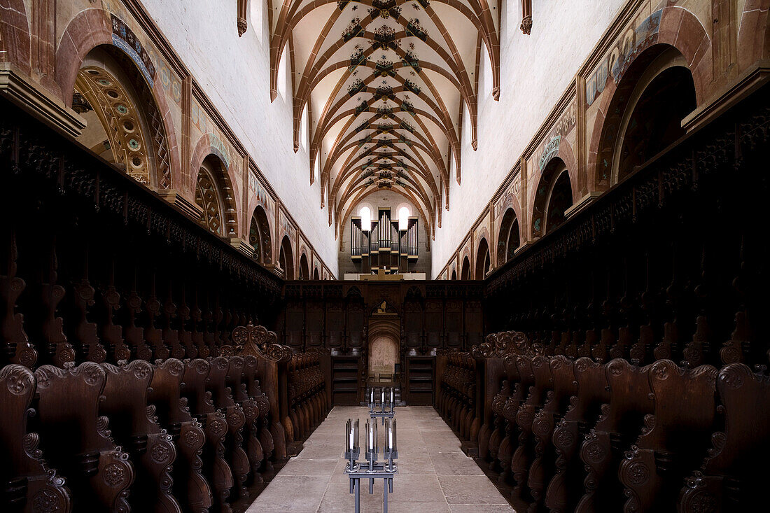 Gotisches Chorgestühl, Kloster Maulbronn, eine ehemalige Zisterzienserabtei, Baden-Württemberg, Deutschland, Europa