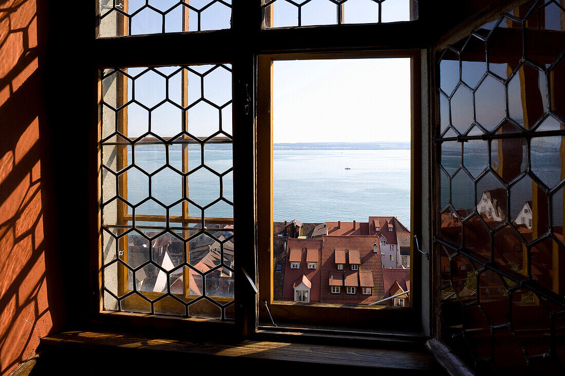 View from poetess Annette von Droste-Hülshoffs study at Castle Meersburg upon Lake Constance, Meersburg, Lake Constance, Baden-Württemberg, Germany, Europe