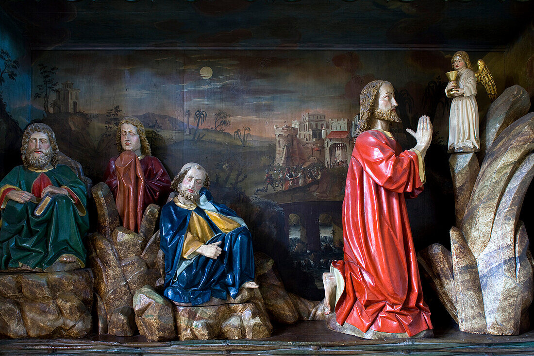 Figuren in der romanische Kirche St. Georg in Reichenau-Oberzell, Klosterinsel Reichenau, Bodensee, Baden-Württemberg, Deutschland, Europa