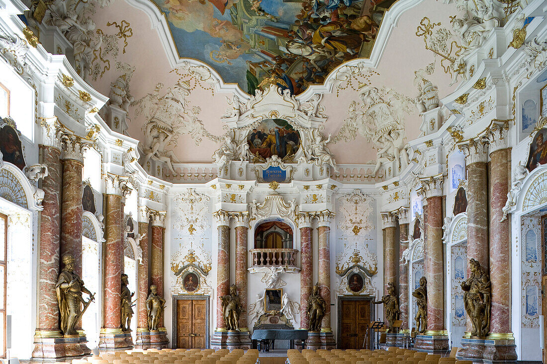 Kaisersaal der Benediktinerabtei Ottobeuren, Kloster Ottobeuren, Ottobeuren, Bayern, Deutschland, Europa