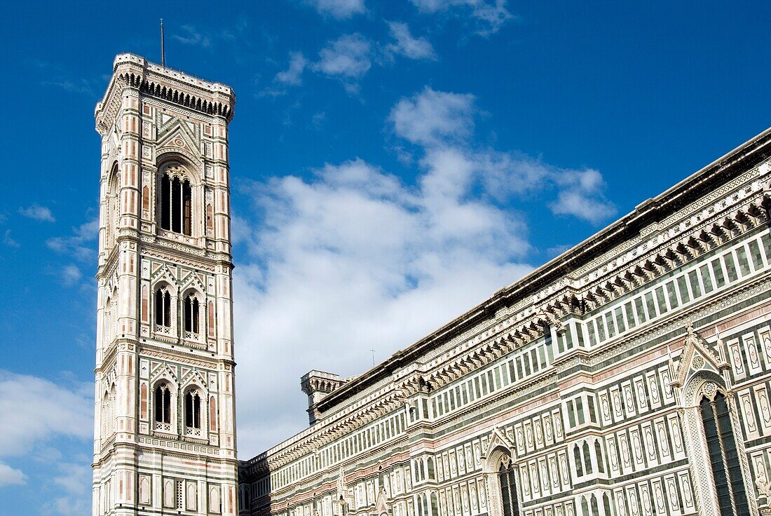 Campanile di Giotto and cathedral duomo, Florence, Tuscany, Italy, Europe