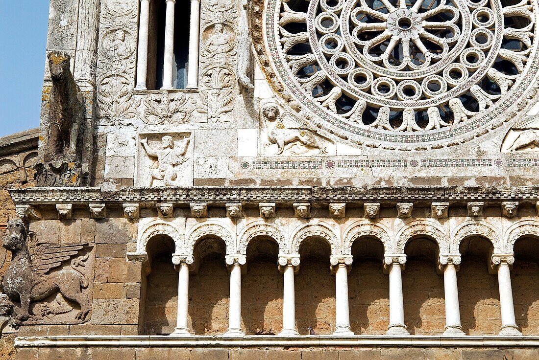 Facade of Santa Maria Maggiore Church, Tuscania, Viterbo, Latium, Italy