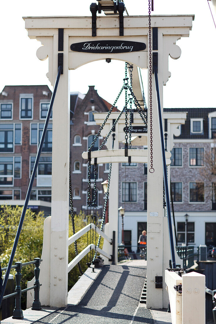 Small traditional bridge in the city of Amsterdam, Netherlands