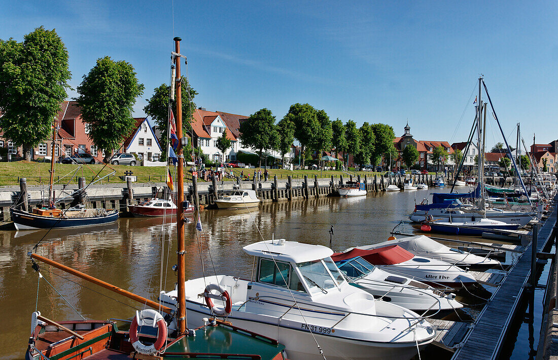 Boats in the harbour, Toenning, Schleswig-Holstein, Germany