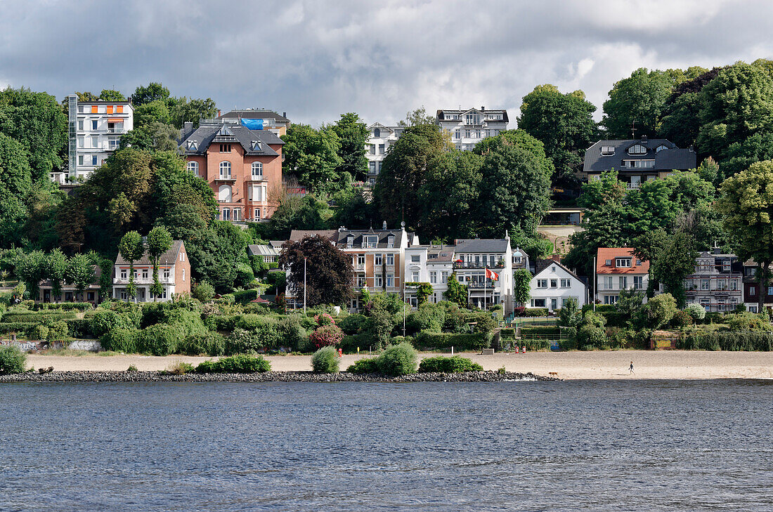 Elbstrand von Övelgönne, altes Kapitänsviertel, Elbe, Övelgönne, Hamburg, Deutschland