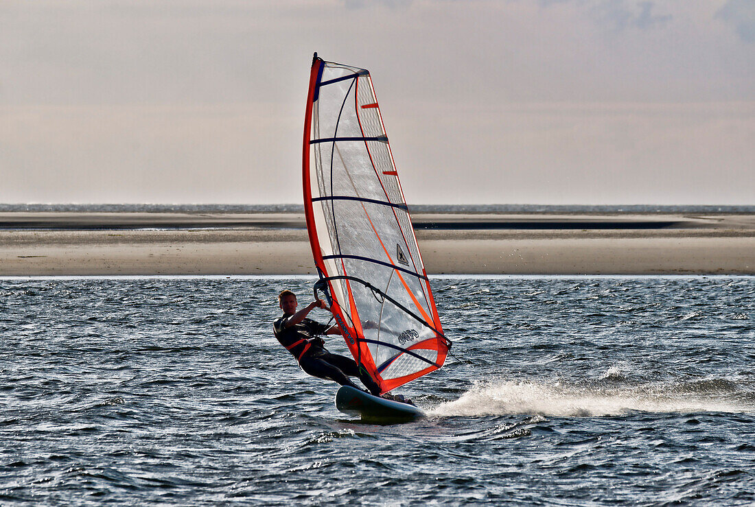 Windsurfer on the North Sea, North Sea Spa Resort Langeoog, East Frisia, Lower Saxony, Germany