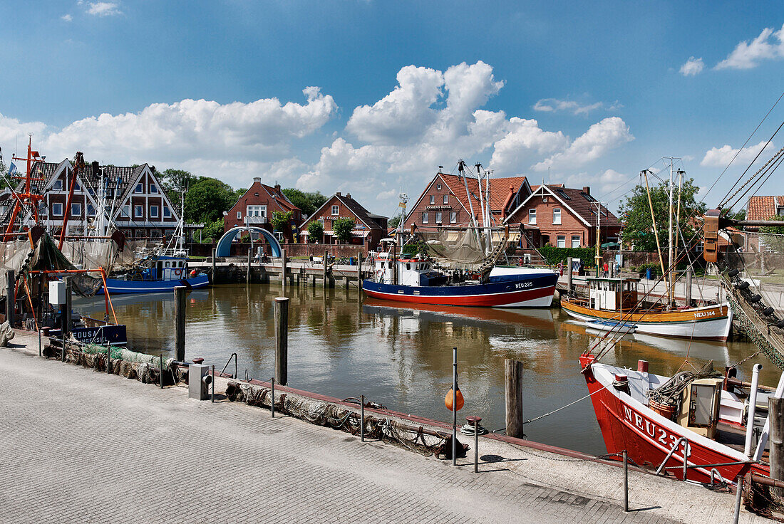 Sluice and Fishing Port, Neuharlingersiel, East Frisia, Lower Saxony, Germany