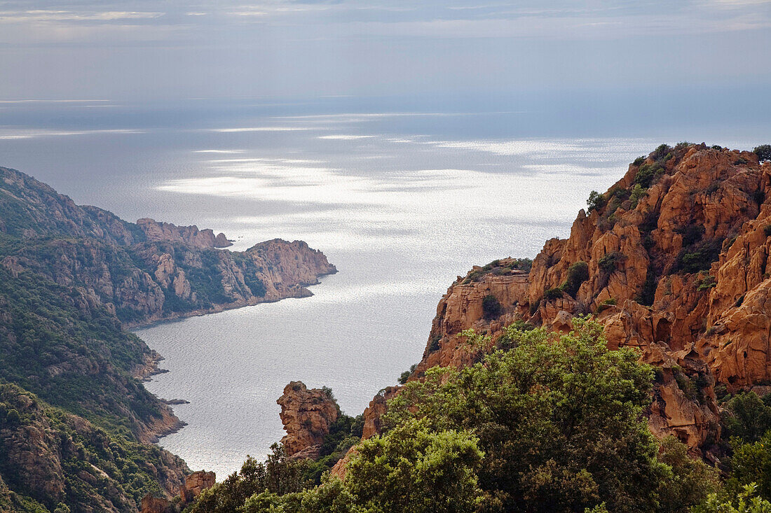 View over Calanques de Piana to gulf of Porto, Piana, Corsica, France