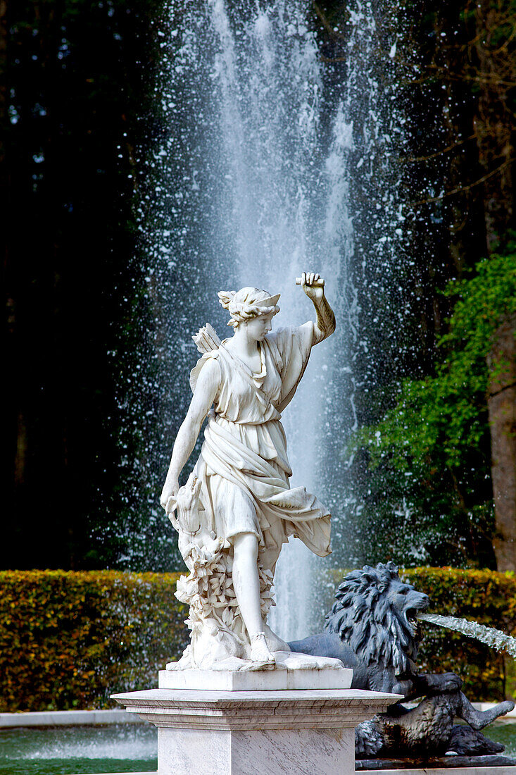 Fountain at the Herrenchiemsee, Chiemsee, Chiemgau, Upper Bavaria, Bavaria, Germany