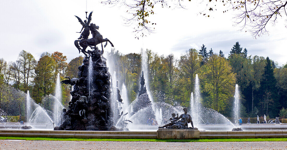 Fountain at the Herrenchiemsee, Chiemsee, Chiemgau, Upper Bavaria, Bavaria, Germany