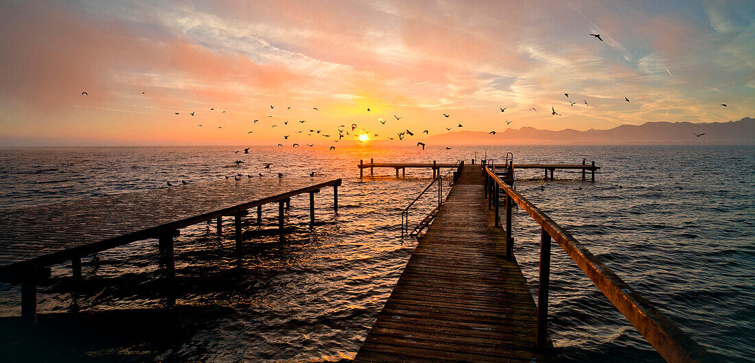 Morgenstimmung in Gstadt, Chiemsee, Chiemgau, Oberbayern, Bayern, Deutschland