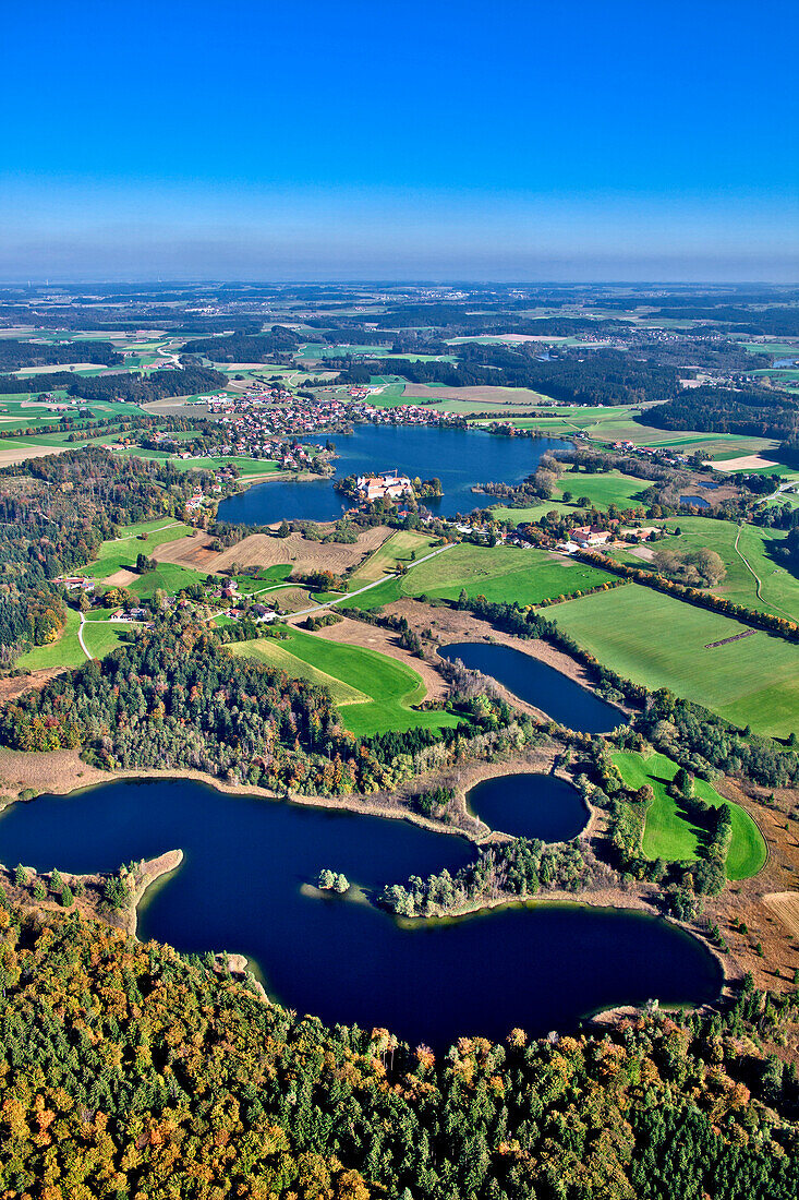Luftbildaufnahme von Kloster Seeon, Seon-Seebruck, Chiemsee, Chiemgau, Oberbayern, Bayern, Deutschland