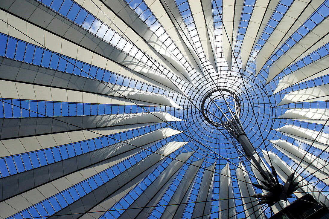 Glass roof above the Sony Center, Potsdamer Platz, Berlin, Germany, Europe