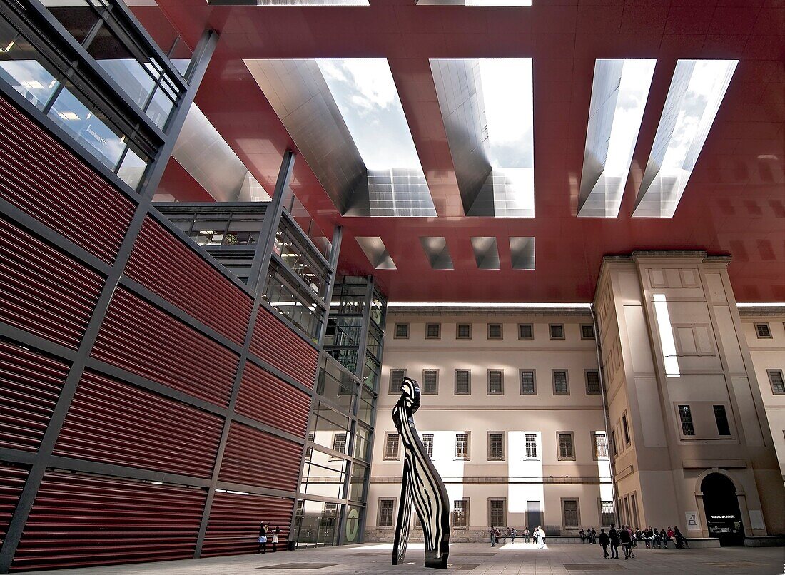 Part of the new futuristic, wing designed by architect Jean Nouvel at the Centro de Arte Reina Sofia in Madrid, Spain