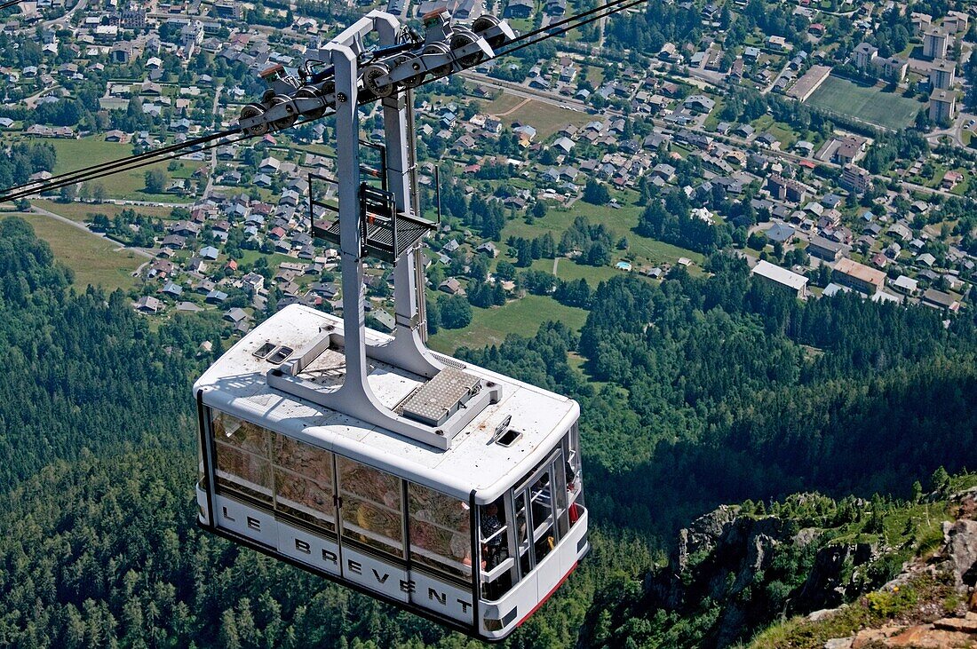 Chamonix, the Telepherique at Le Brevent high in The Aiguilles Rouges above the city Chamonix France