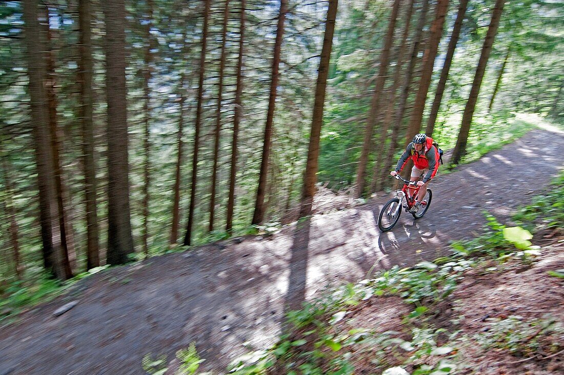 Mark Weber mountain biking at Les Grands Montets on Le Lavancher Trail above the towns of Argentiere and Chamonix France