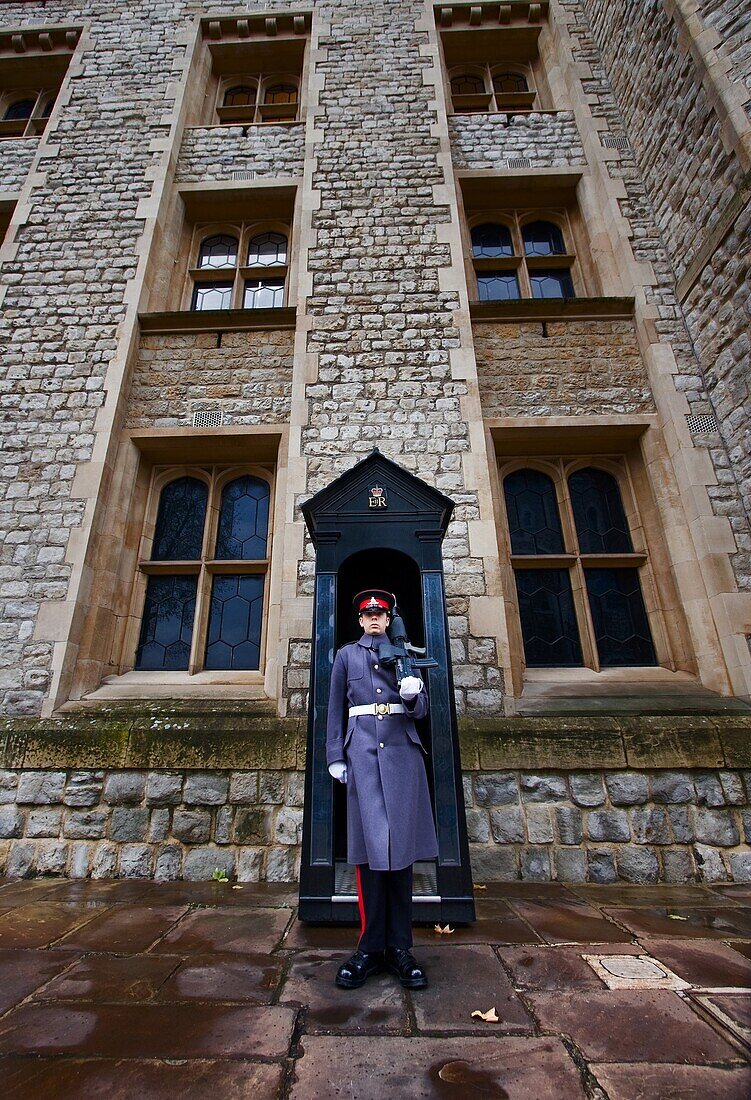 Queen's guard posted at the Tower of London
