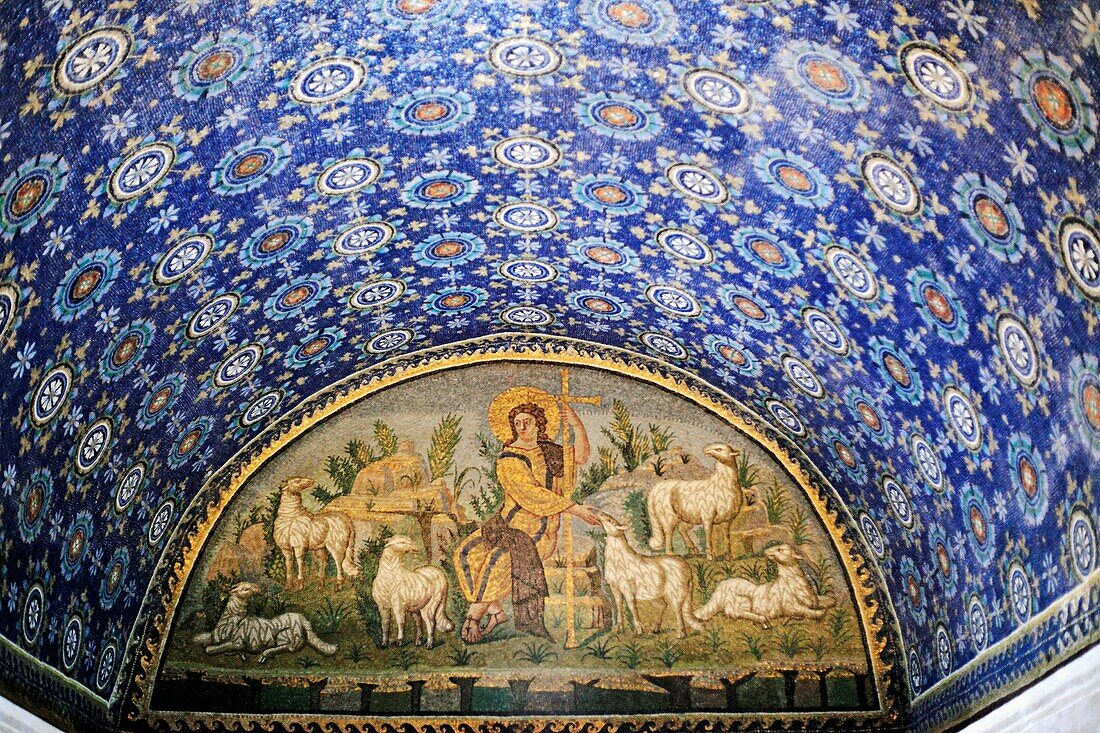 Mosaic in Mausoleum of Galla Placidia 430, UNESCO World Heritage site, Ravenna, Emilia-Romagna, Italy